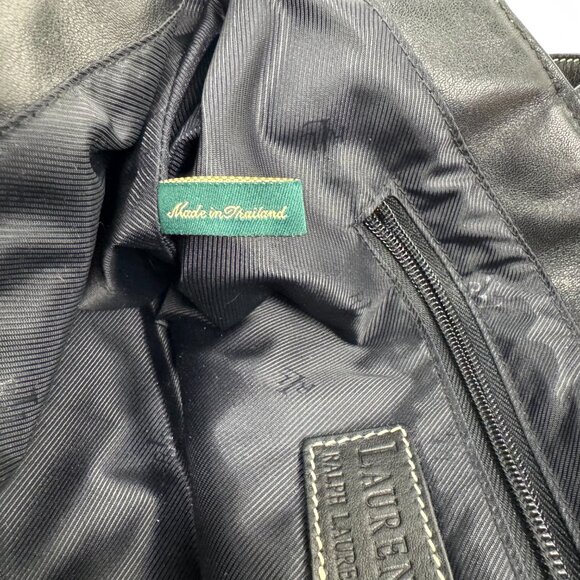 Ralph Lauren RLL Black Smooth Leather Front Flap Shoulder Bag Double Strap Class - Picture 13 of 16